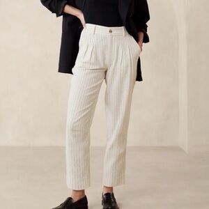 Banana Republic Cream Striped Pants